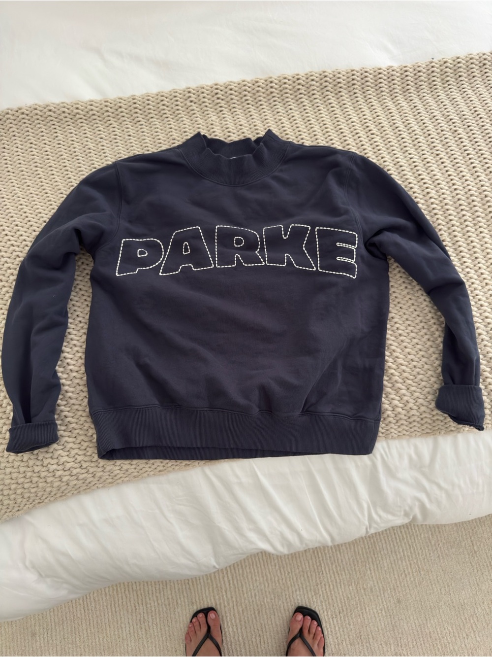 Parker Navy Crewneck Sweatshirt with Contrasting Stitch Logo